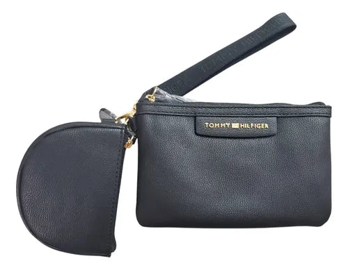Cartera Tommy Hilfiger Mujer Doble Bolso Liso (color Negro)